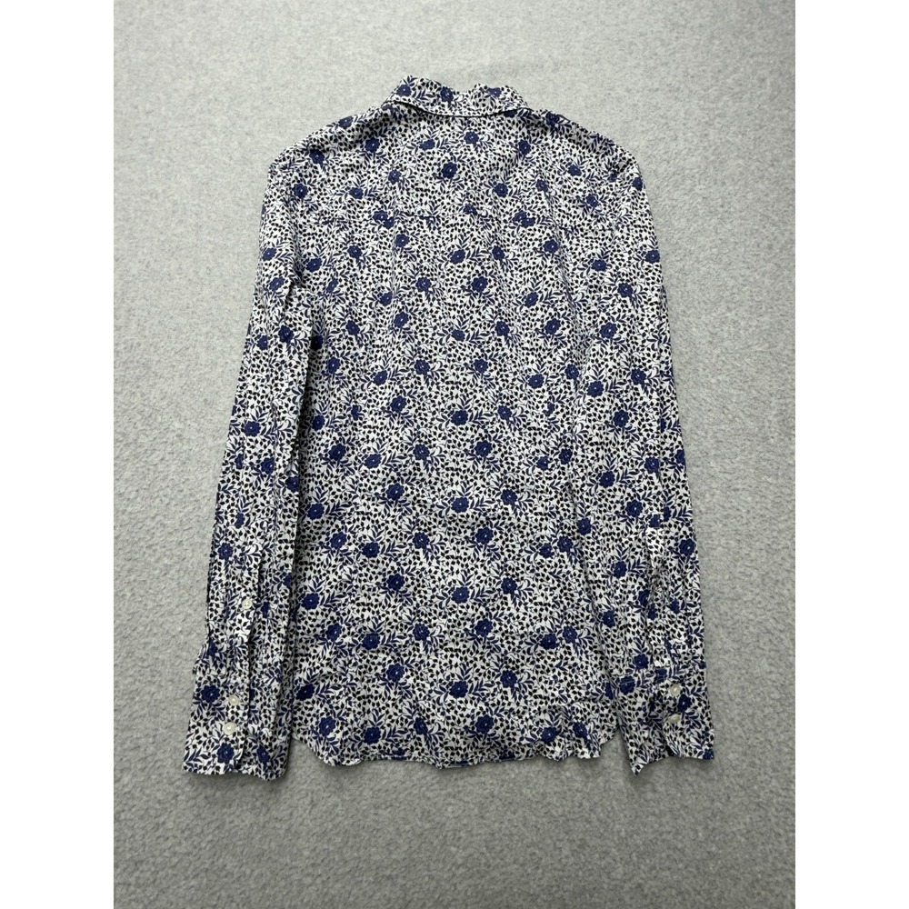 J‎ Crew Liberty Fabric Shirt Womens 2 White Blue Floral Button Up Cotton Blouse - Picture 6 of 7